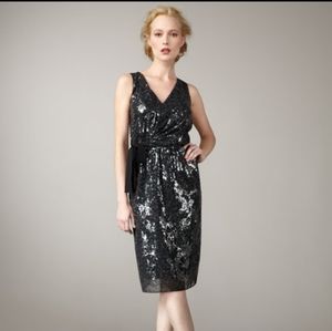 Elie Tahari Tia Black Sequined Tie-Waist Dress-NWT